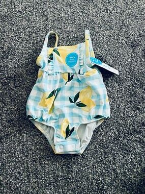 Baby Girl 6M Lemon Print One-Piece Swimsuit NWT